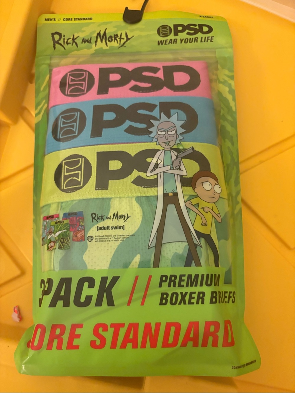PSD Rick and Morty 3-Pack Boxer Briefs - Pink, Blue, Yellow-Green